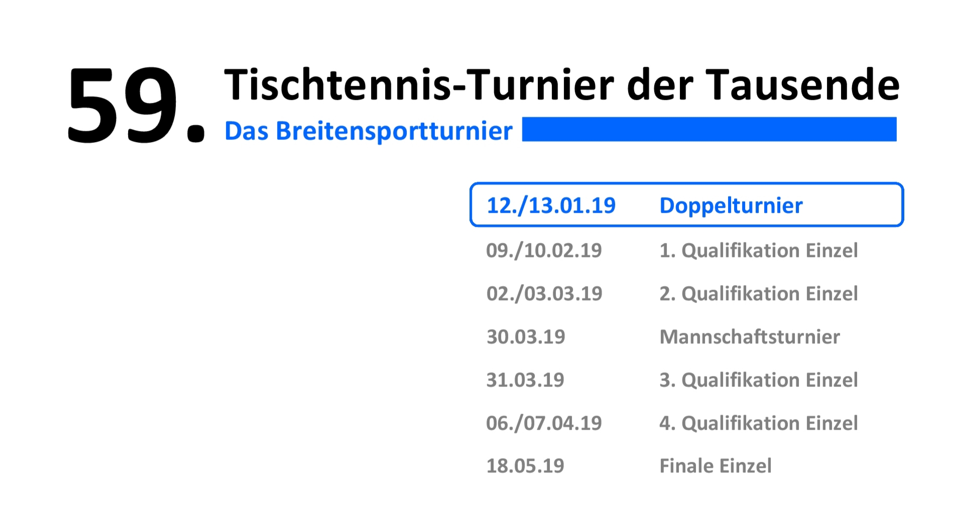 59. Tischtennis-Turnier der Tausende